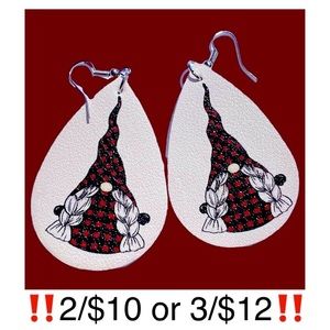 Buffalo Plaid Gnome Faux Leather Earrings